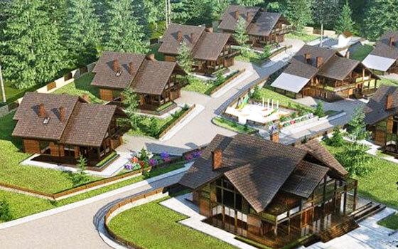 Реализация коттеджного городка из клееного бруса.