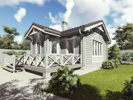 Дачный деревянный дом, проект дачного дома №1-87