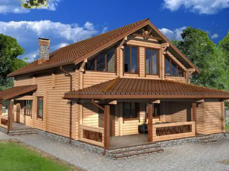Деревянный дом из клееного бруса, проект деревянного дома №2-270